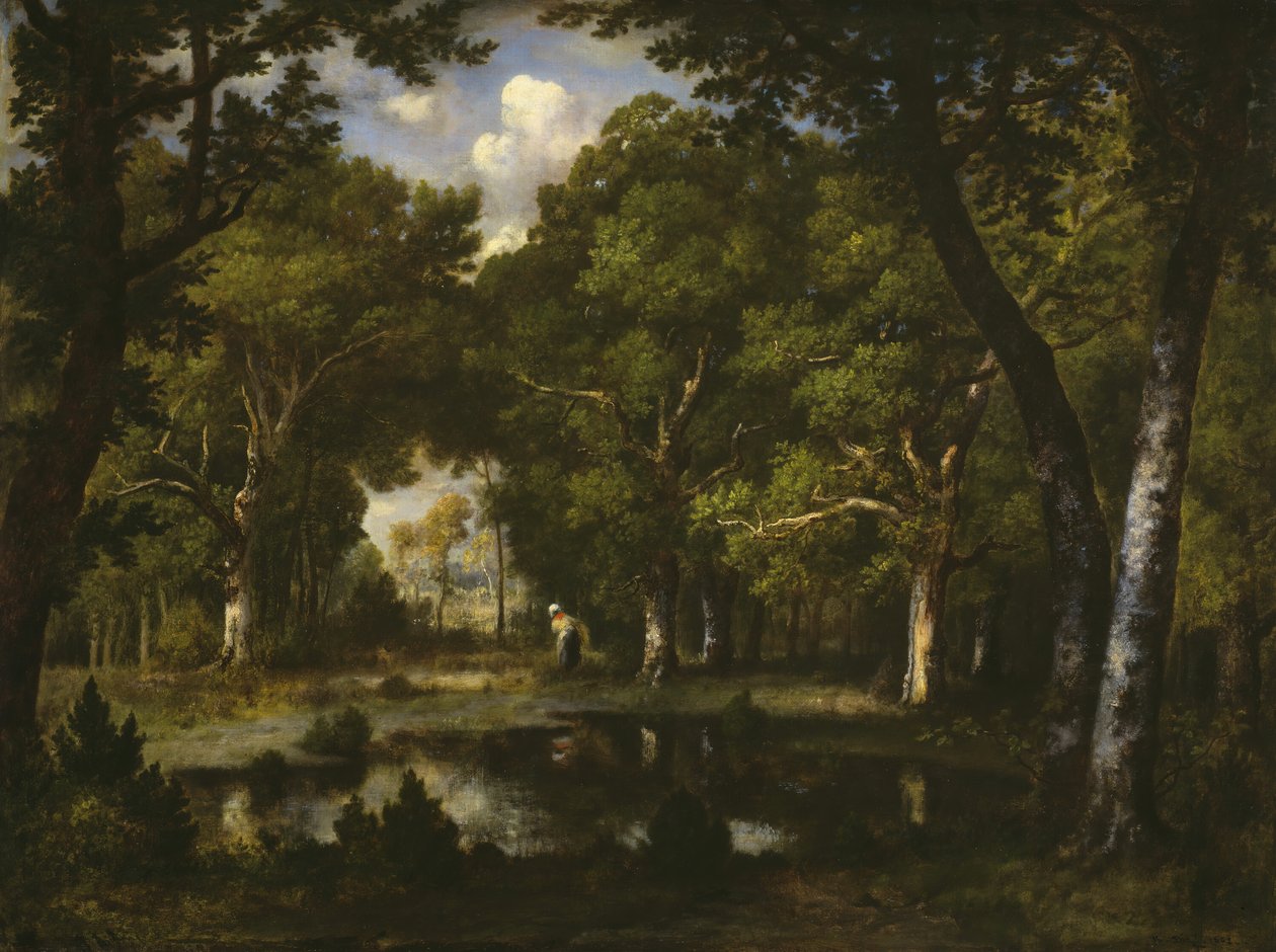 森の中の池、1862 年。 作： Narcisse Virgile Diaz de laPeña