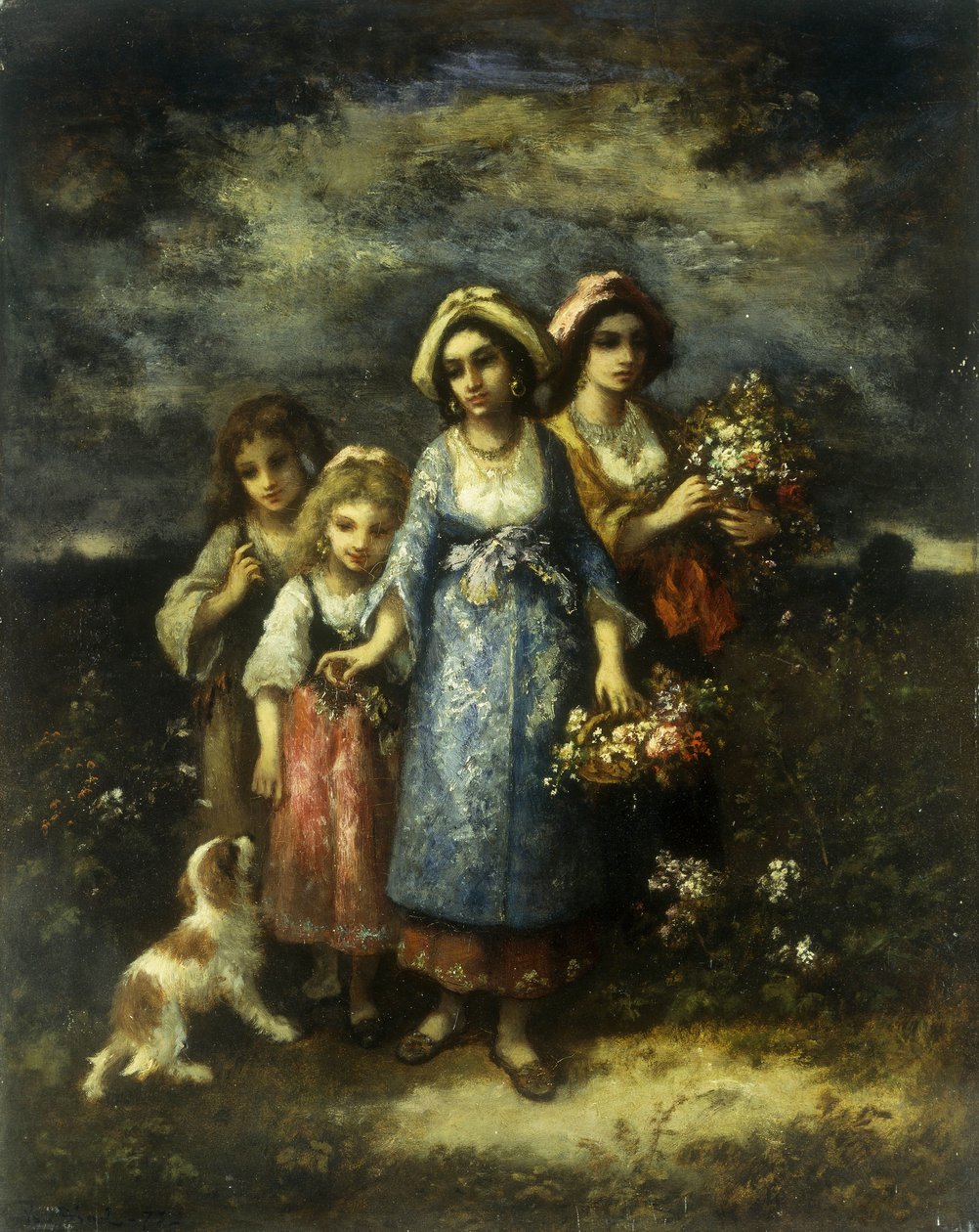 フラワーギャザラー、1873 作： Narcisse Virgile Diaz de laPeña