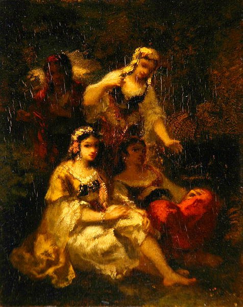 スペインの4人の乙女たち」1844-60年頃（パネルに油彩 作： Narcisse Virgile Diaz de laPeña