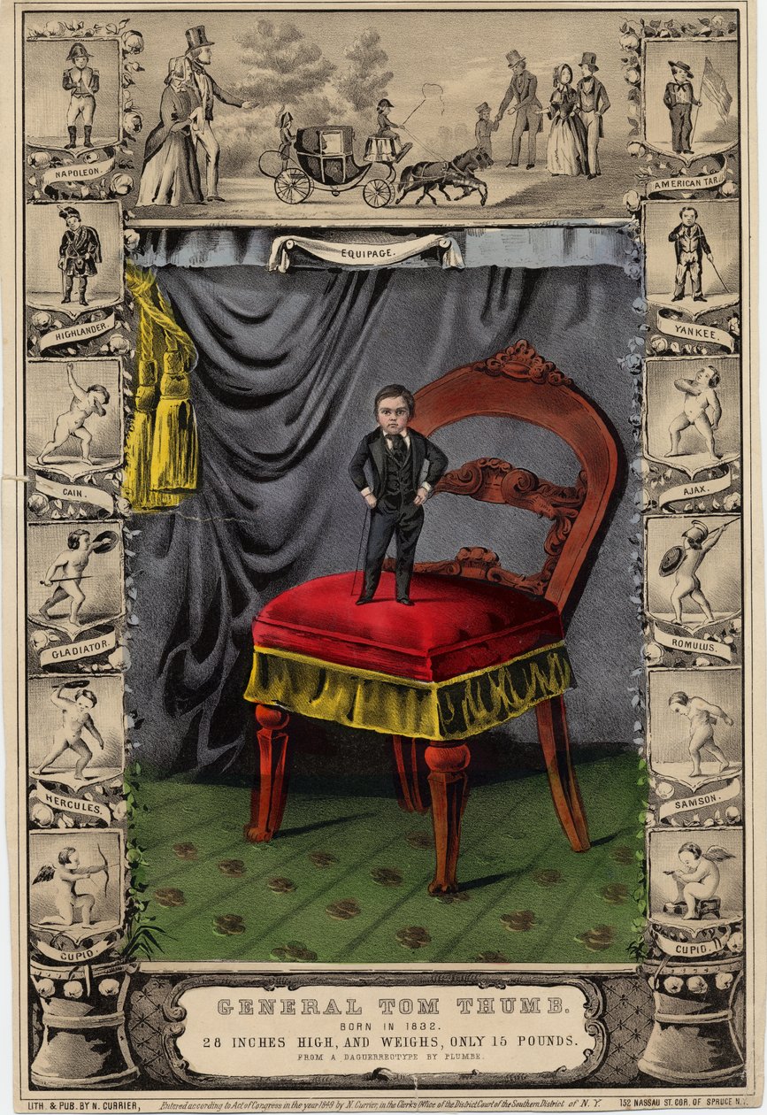 トム・サム将軍、ニューヨーク・N・キュリアー発行、1849年プラムブのダゲロタイプ 作： ナサニエル・キュリア