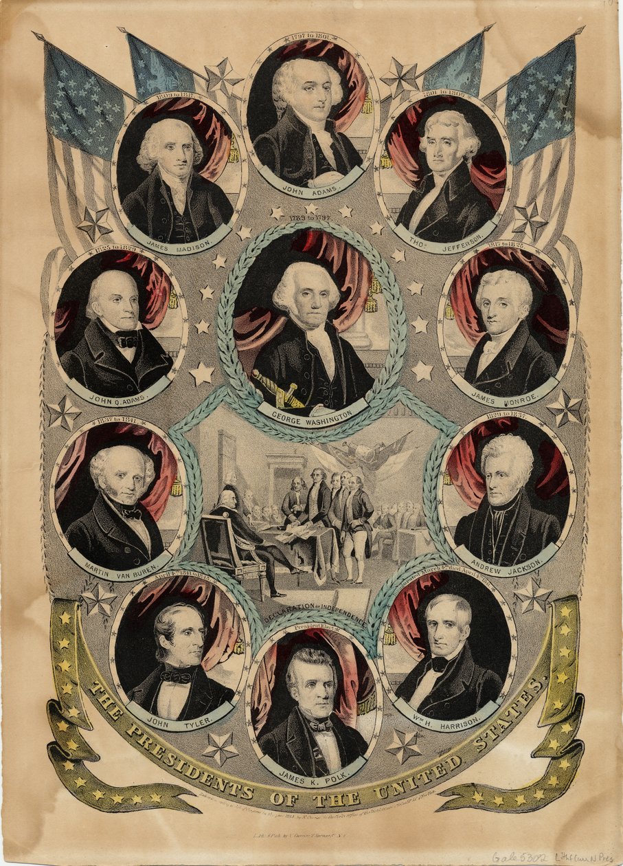 N.キュリアー、ニューヨーク、1844年に出版されたアメリカ合衆国の大統領 作： ナサニエル・キュリア