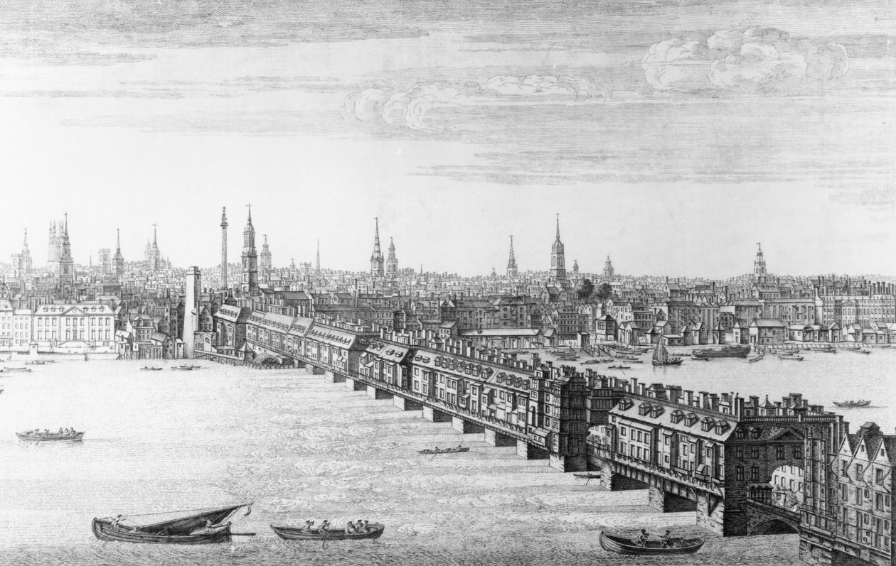 ロンドン橋の西正面、1749年 作： ナサニエルとサミュエル・バック