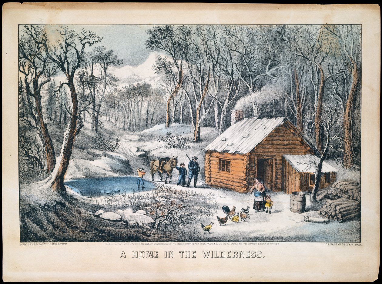 A Home in the Wilderness, 1870., 1870. 作成者: Nathaniel Currier、James Merritt Ives、Currier and Ives。 作： キュリアーとアイブス