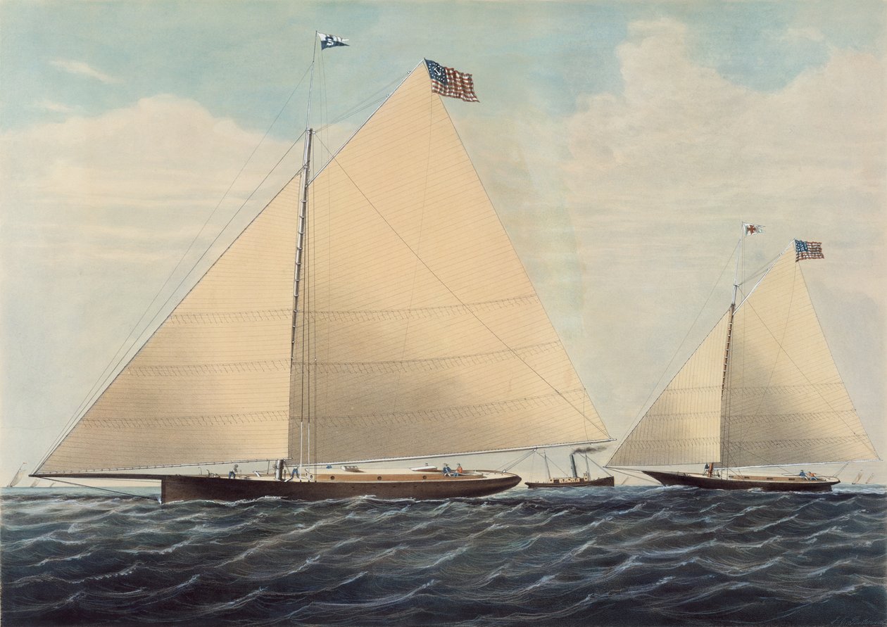 フィラデルフィアのカッター ヨット スカッド - 1855 年にロバート L. スティーブンス氏がモデル化。 作： ナサニエル・キュリア