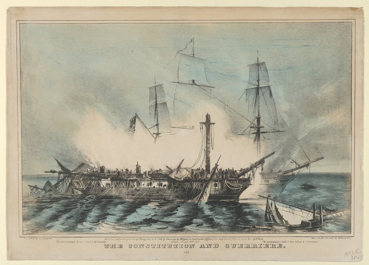 憲法とゲリエール - 1812 年 8 月 19 日の戦い - ゲリエールは 15 人の兵士を殺害した..., 1848. 作： ナサニエル・キュリア
