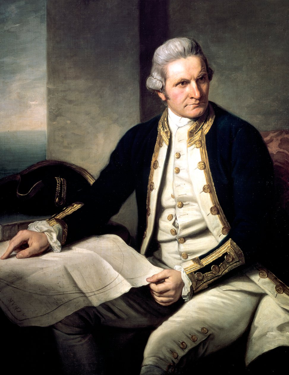ジェームズ・クック、イギリスの探検家、航海士、水路学者、1775～1776年 作： ナサニエルダンスオランダ