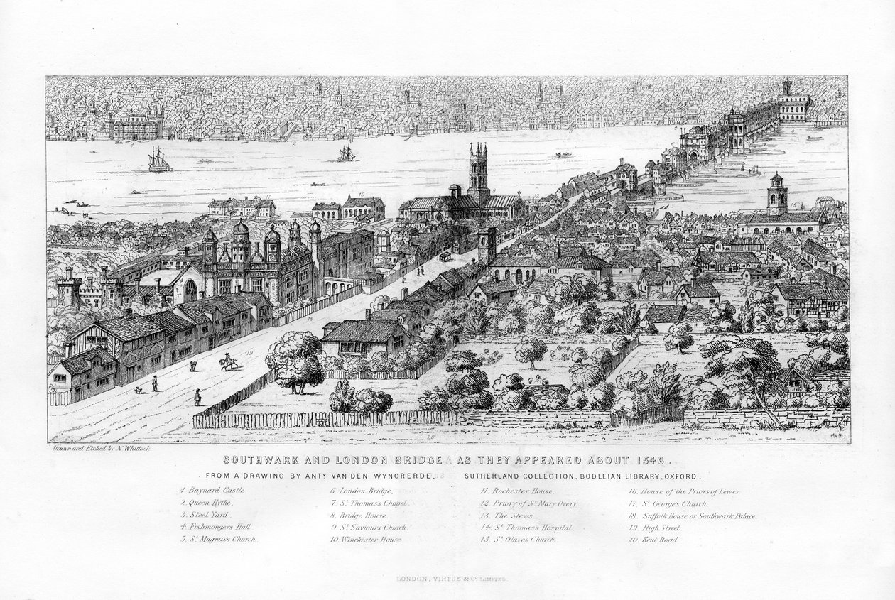 1546年、1860年頃に登場したサザークとロンドンブリッジ。 作： ナサニエル・ウィットック
