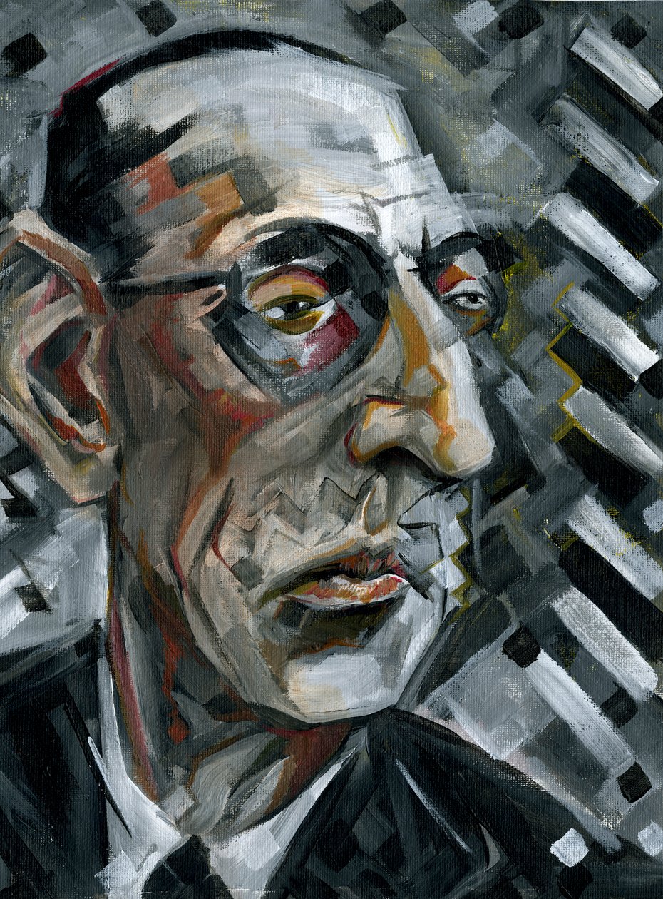 イゴール・ストラヴィンスキー-ロシアの作曲家の似顔絵 作： ニール・オズボーン