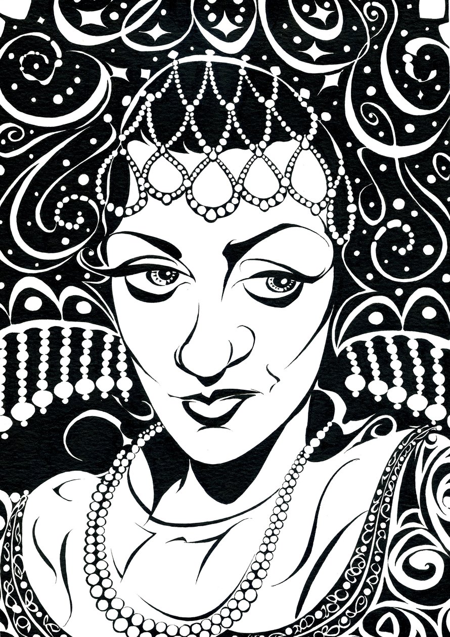 オルガ・ボロディーナ-ロシアのオペラ歌手の似顔絵（メゾソプラノ） 作： ニール・オズボーン