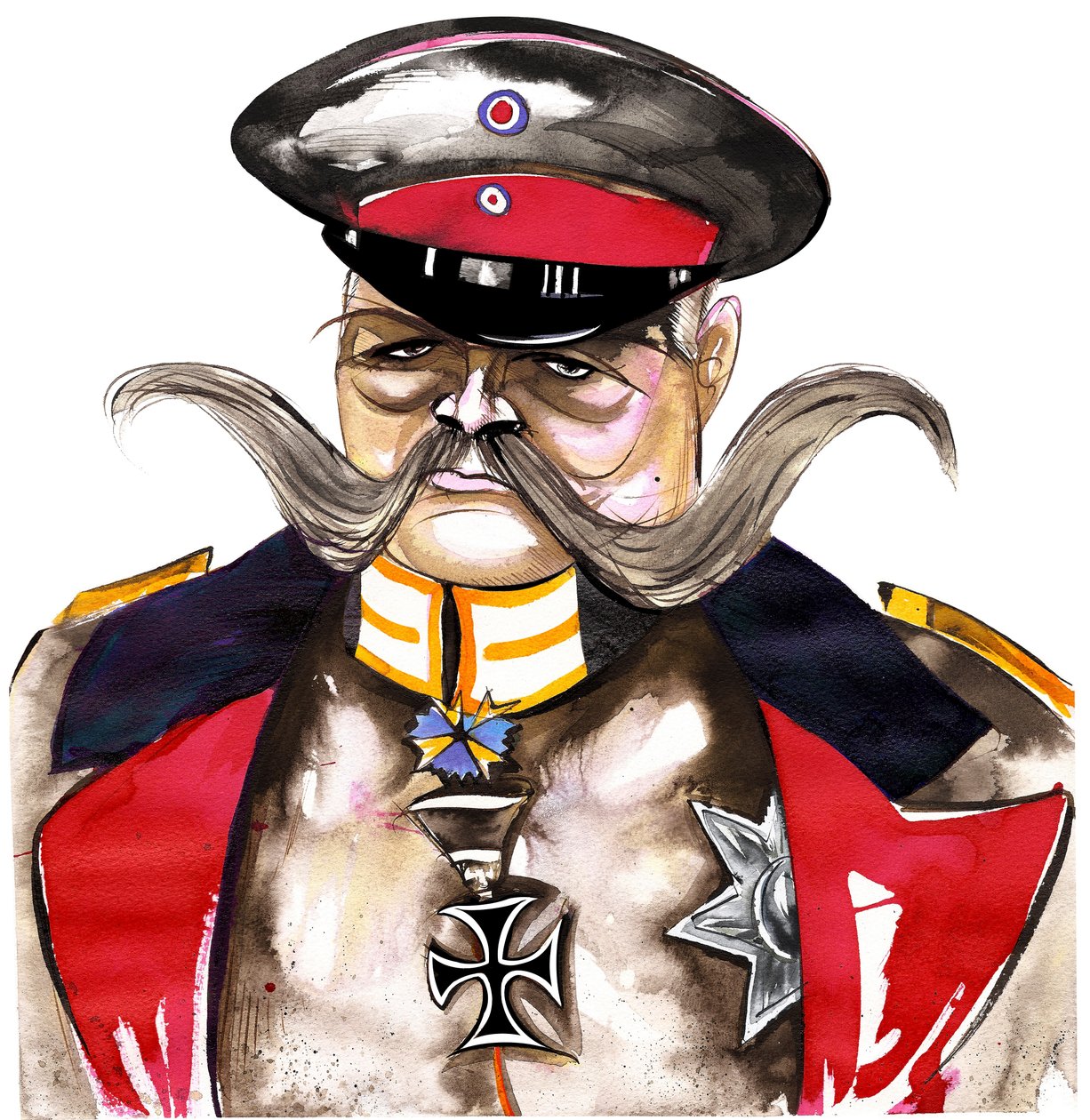 ポールフォンヒンデンブルク-ポーランド生まれのドイツの将軍で大統領（1847-1934年）;色の似顔絵 作： ニール・オズボーン