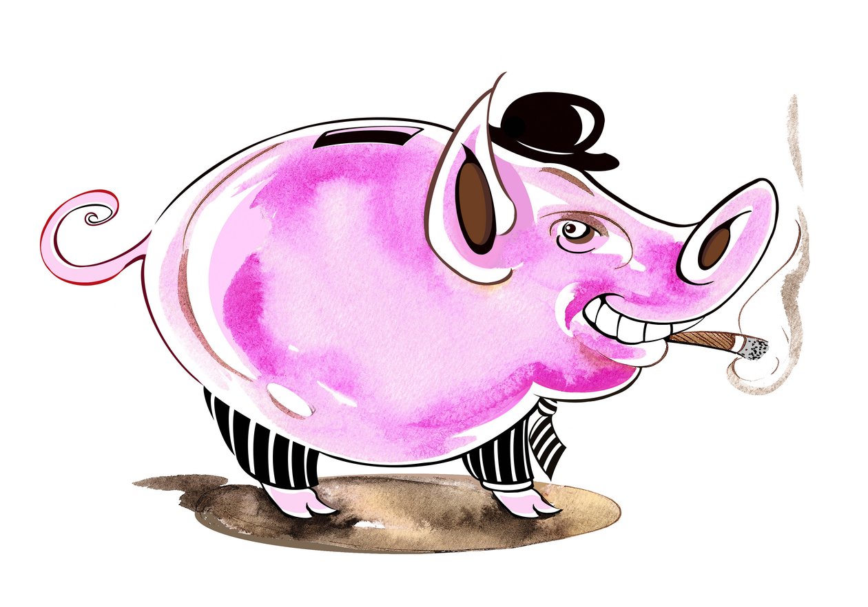 貯金箱-金融危機の寓意的なイラスト 作： ニール・オズボーン