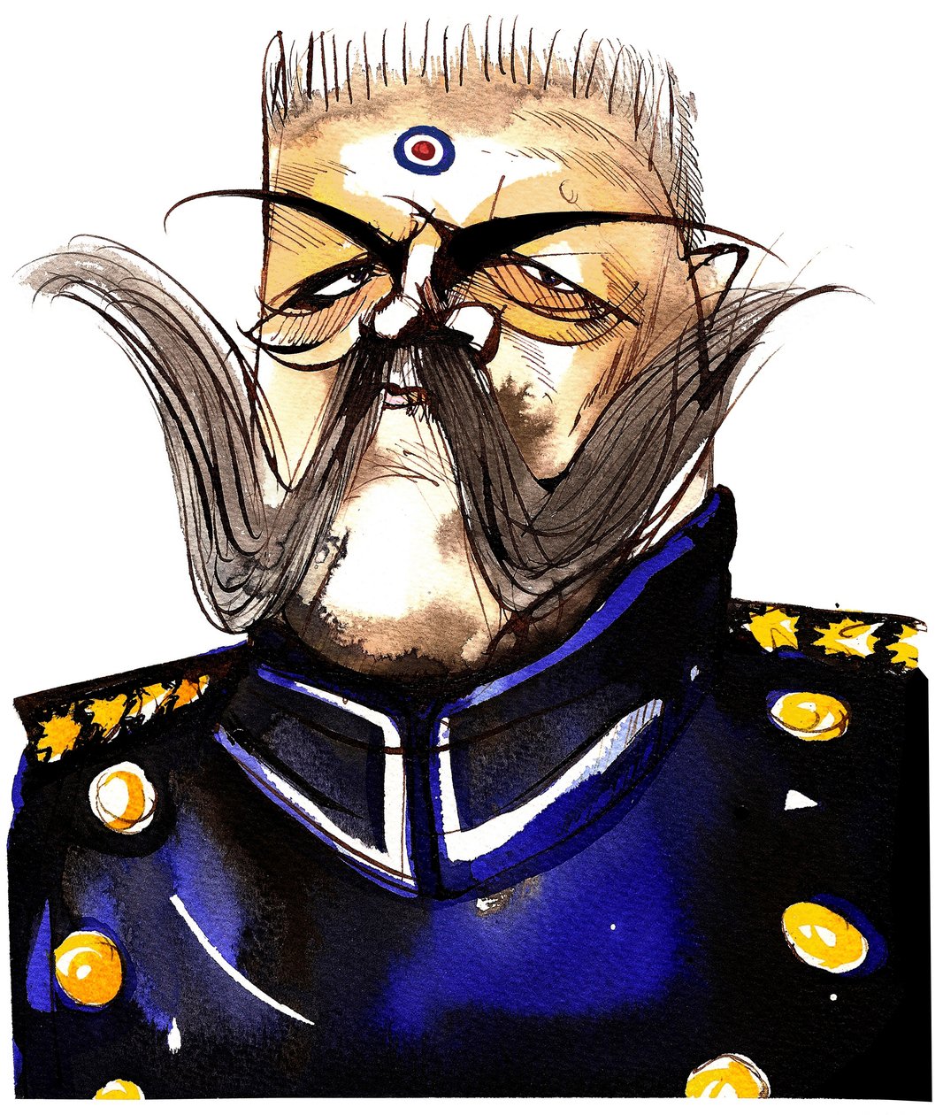 ポールフォンヒンデンブルク-ポーランド生まれのドイツの将軍で大統領（1847-1934年）;色の似顔絵 作： ニール・オズボーン