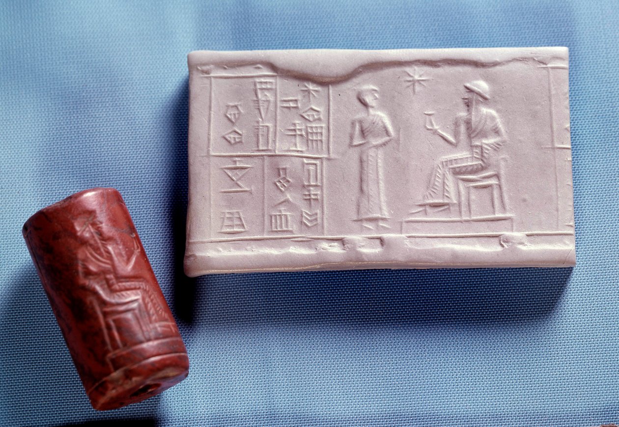 ☆E1402☆ 古代石 (219) 有翼神 アミュレット印章 精霊 焼成物