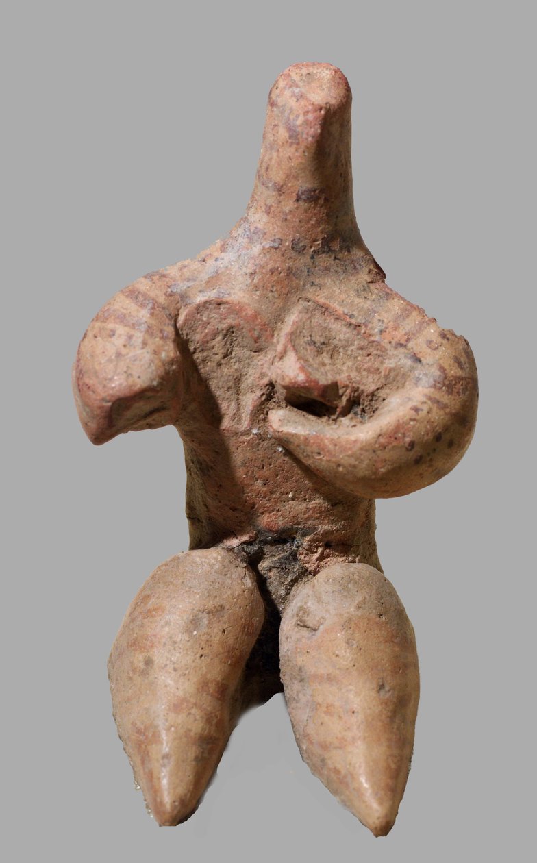 描かれた女性の土偶、シリア、紀元前5000年頃（粘土 作： 新石器時代新石器時代