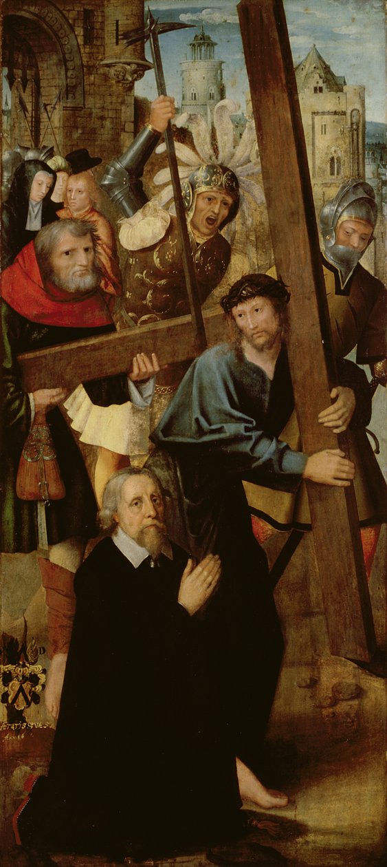 十字架を運ぶキリスト、聖アントニウスの祭壇の左翼、1510-18（テンペラ＆パネルに油彩） 作： オランダの学校