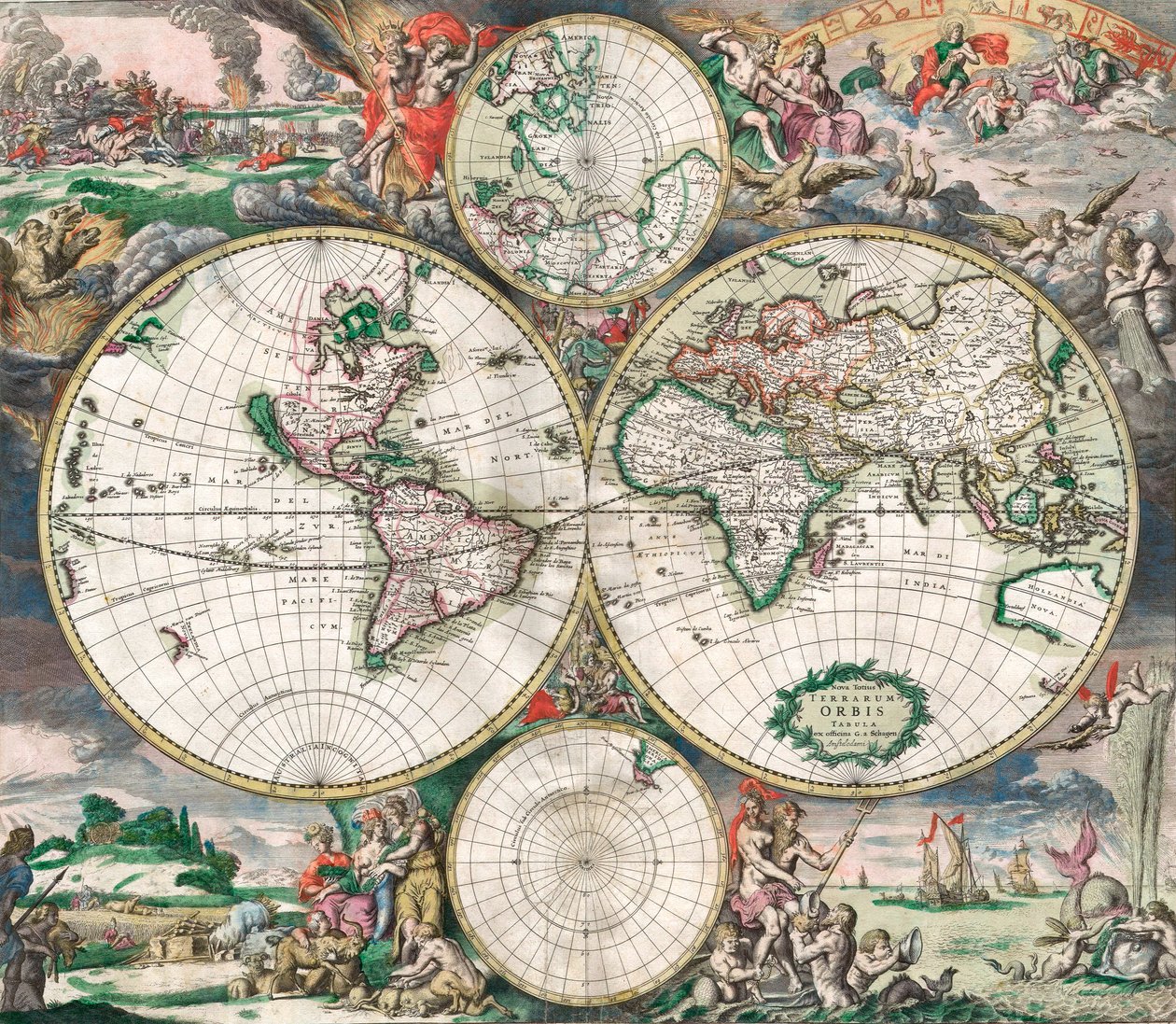 アンティークなオランダの世界地図 作： オランダの学校