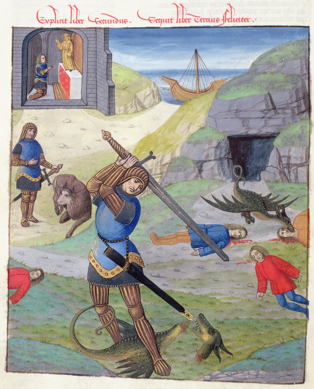 Ms 324 f.35 v。Cadmus、OvidによるMetamorphoses 10、1497 作： オランダの学校