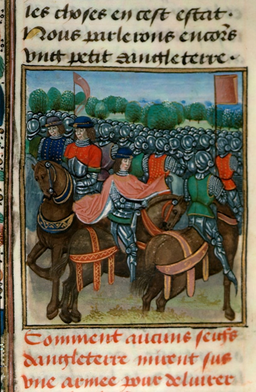 ロイヤル 18 E.II fol.411v ヘンリー 4 世 (1367-1413) に対する反乱、ジャン フロワサール (c.1333-1404) 作「Chroniques de France et d