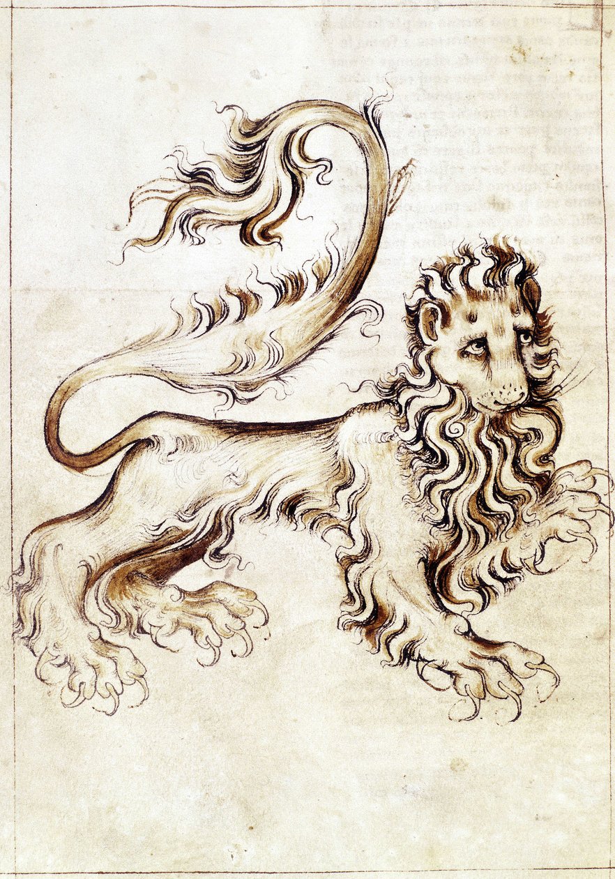 Sloane 3983 f.16v 星座レオ (ベラム) 作： オランダの学校
