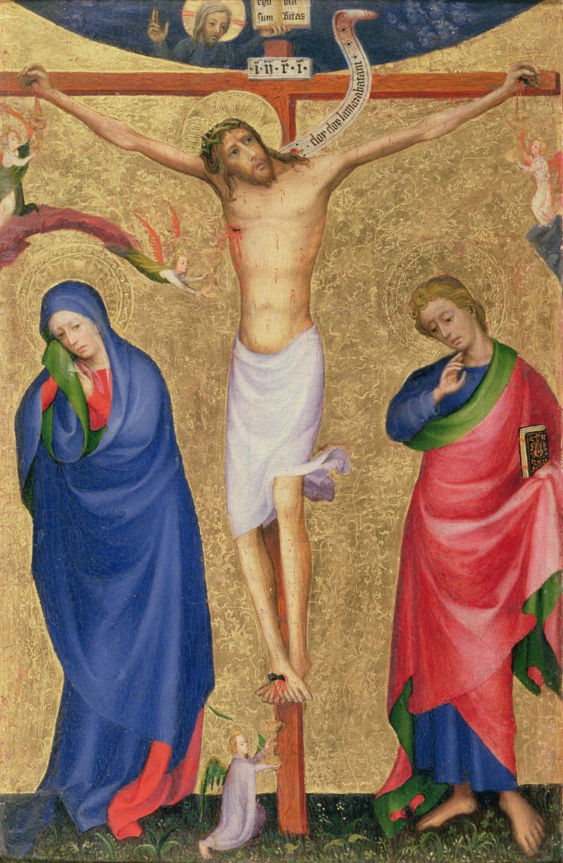 はりつけ、折りたたみ式の祭壇画、c.1400（テンペラとパネル上の金箔） 作： オランダの学校