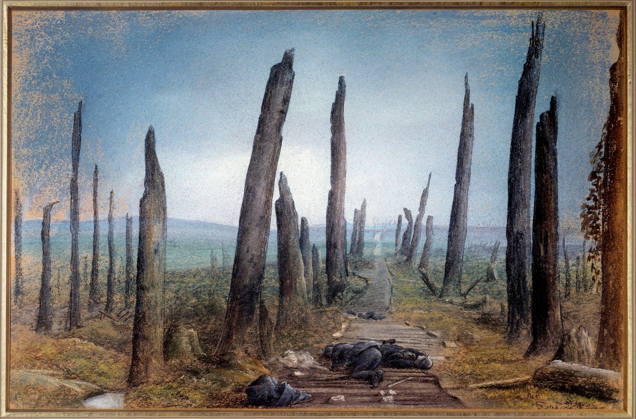 第一次世界大戦: 'The Path' 戦闘後の森から、兵士の死体が木の