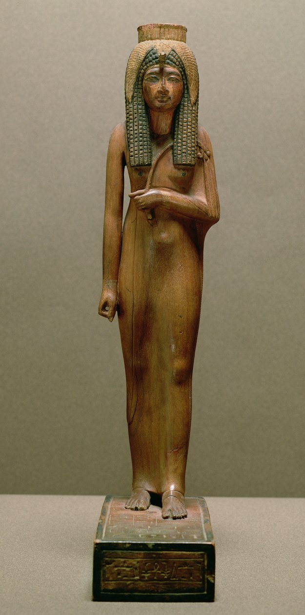 神の女王アモセ・ネフェルタリ（塗装済み木材） 作： 新王国エジプト人