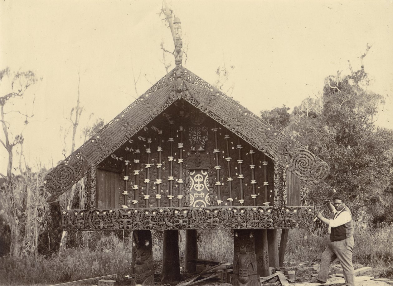 スタッキング手順、c.1895（銀ゼラチンプリント） 作： ニュージーランドの写真家