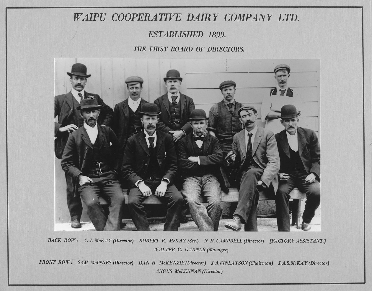 1899年、ワイプコーポレイティブデイリーカンパニーの最初の取締役会 作： ニュージーランドの写真家