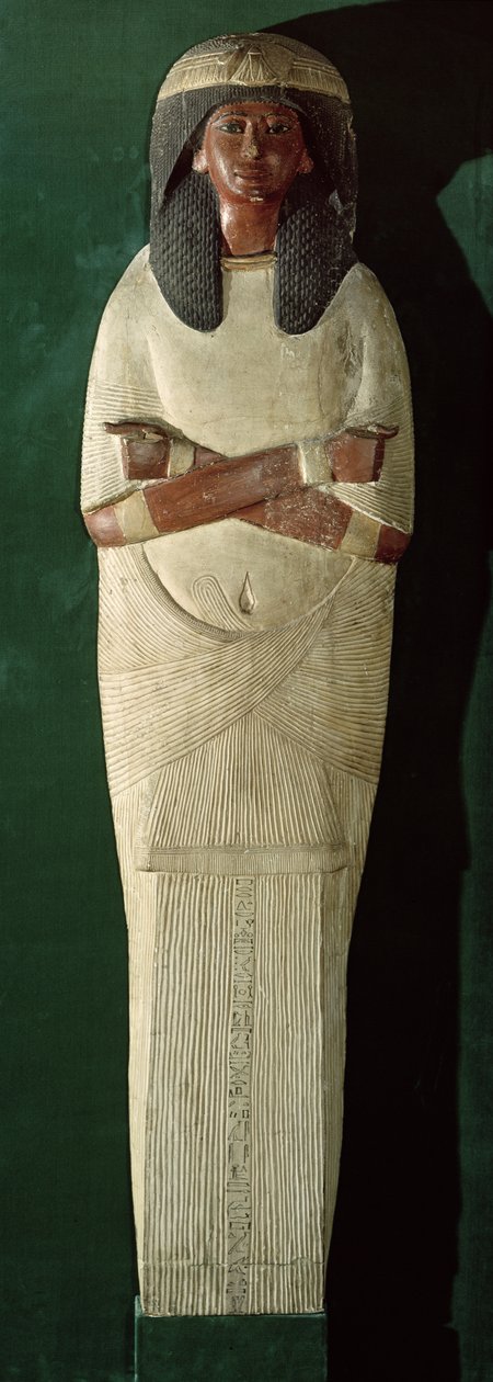 ピアスミイラの蓋パネル、紀元前1279年から1213年頃（塗装済み木材、漆喰） 作： 新王国エジプト人