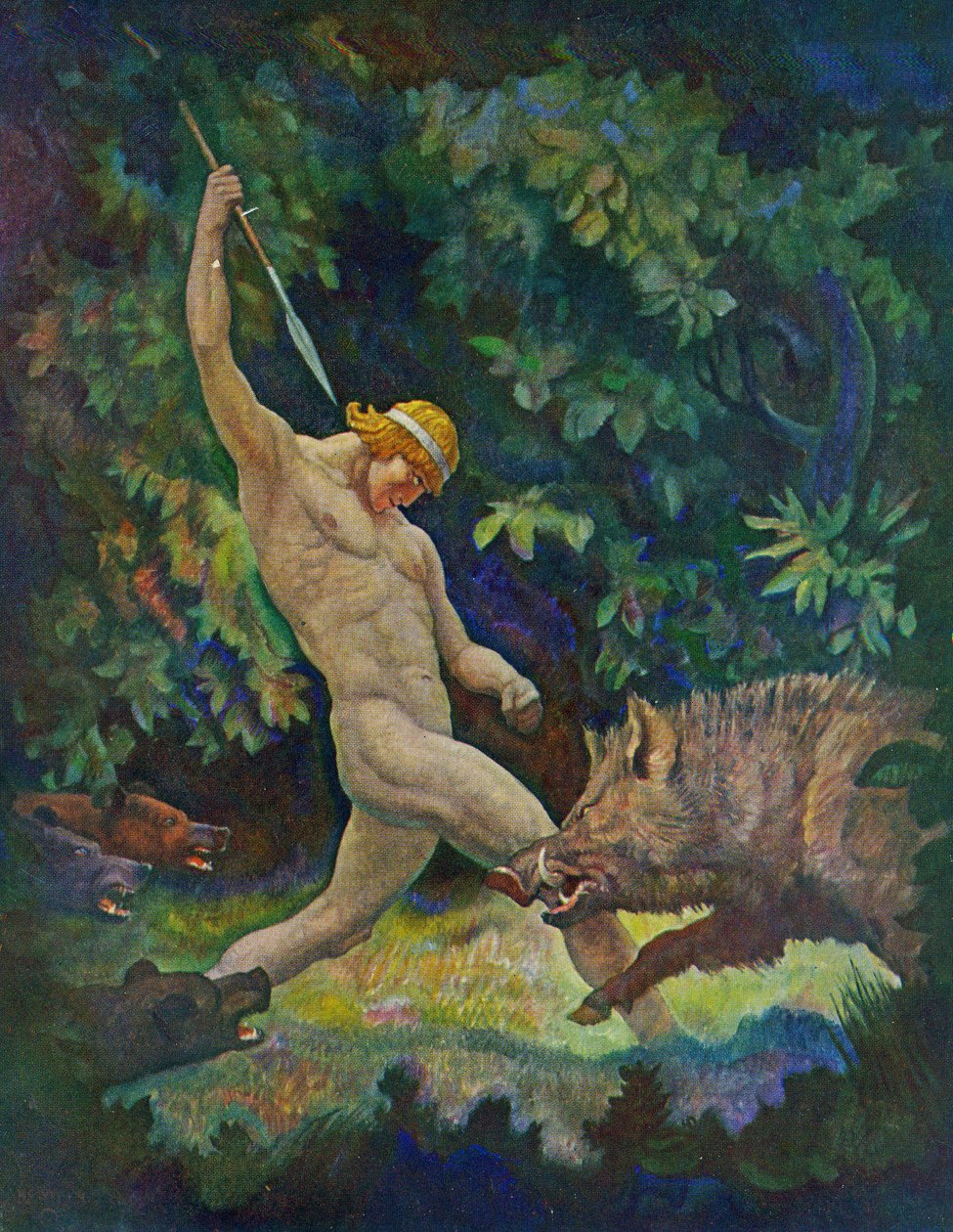 イノシシ狩り、1929 作： ニューウェル・コンヴァース・ワイエス