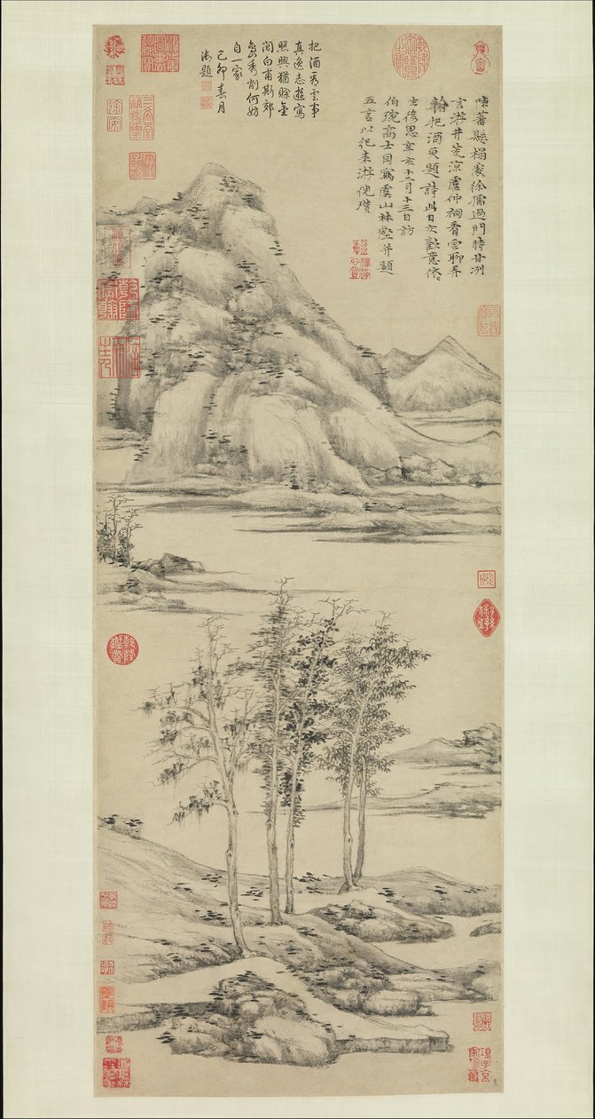 1372年、禹山の森と谷。 作： 倪瓉