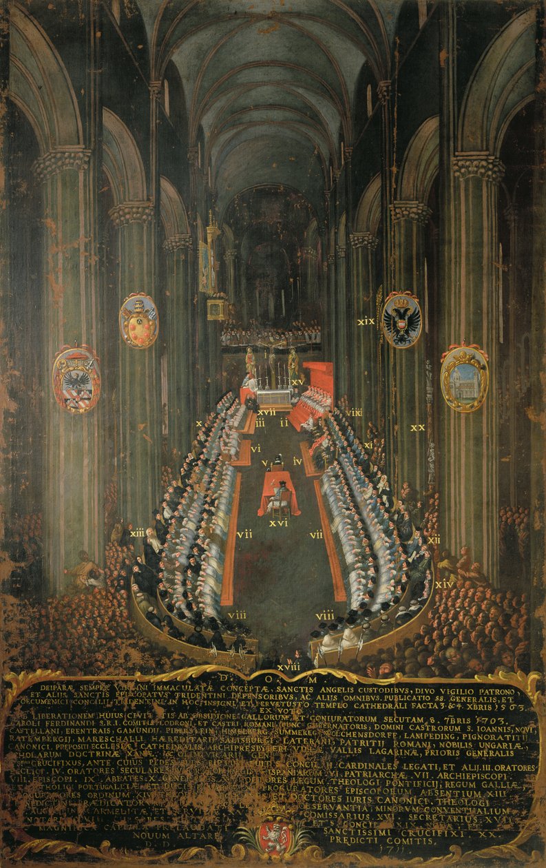 1563年、1563年のトレント評議会の閉会セッション 作： ニッコロ・ドリガティ