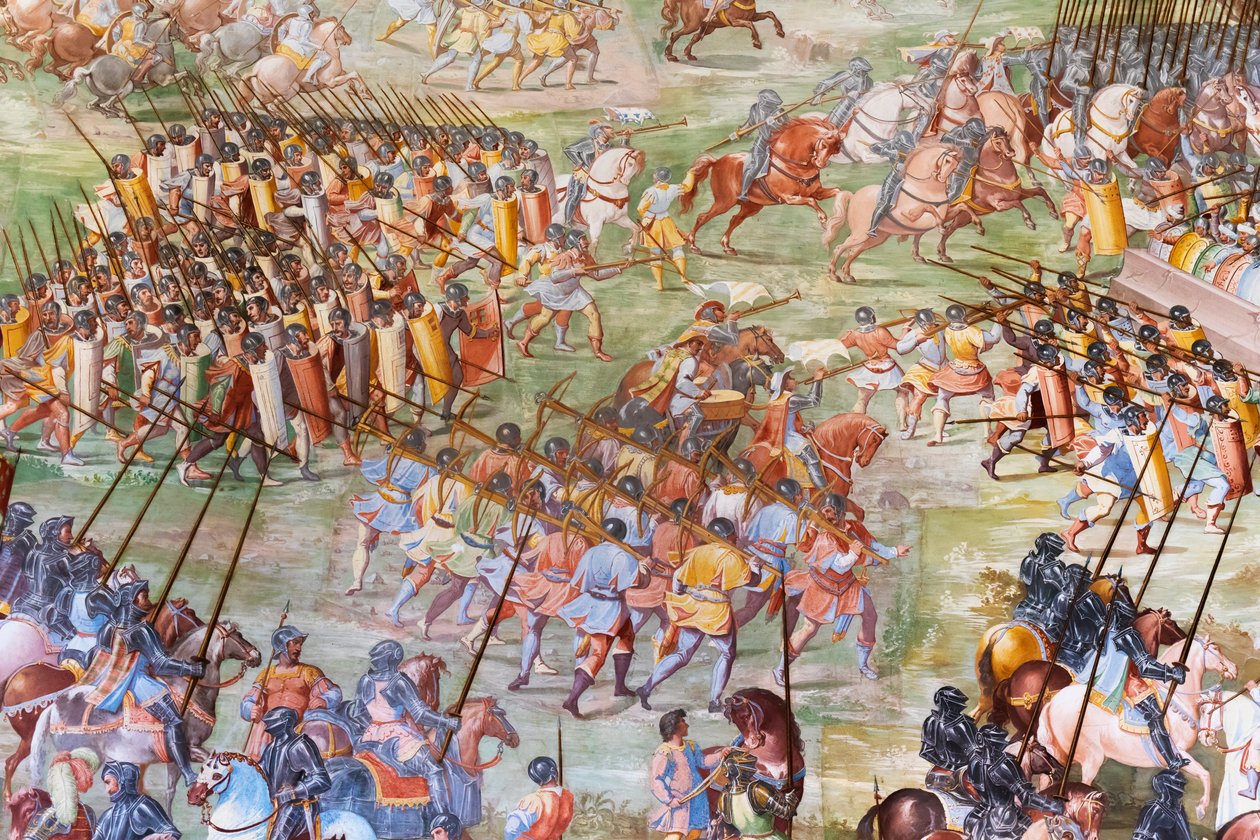 ライゲルエラの1431年の戦いのホールのフレスコ画の詳細 作： ニッコロ・グラネロ