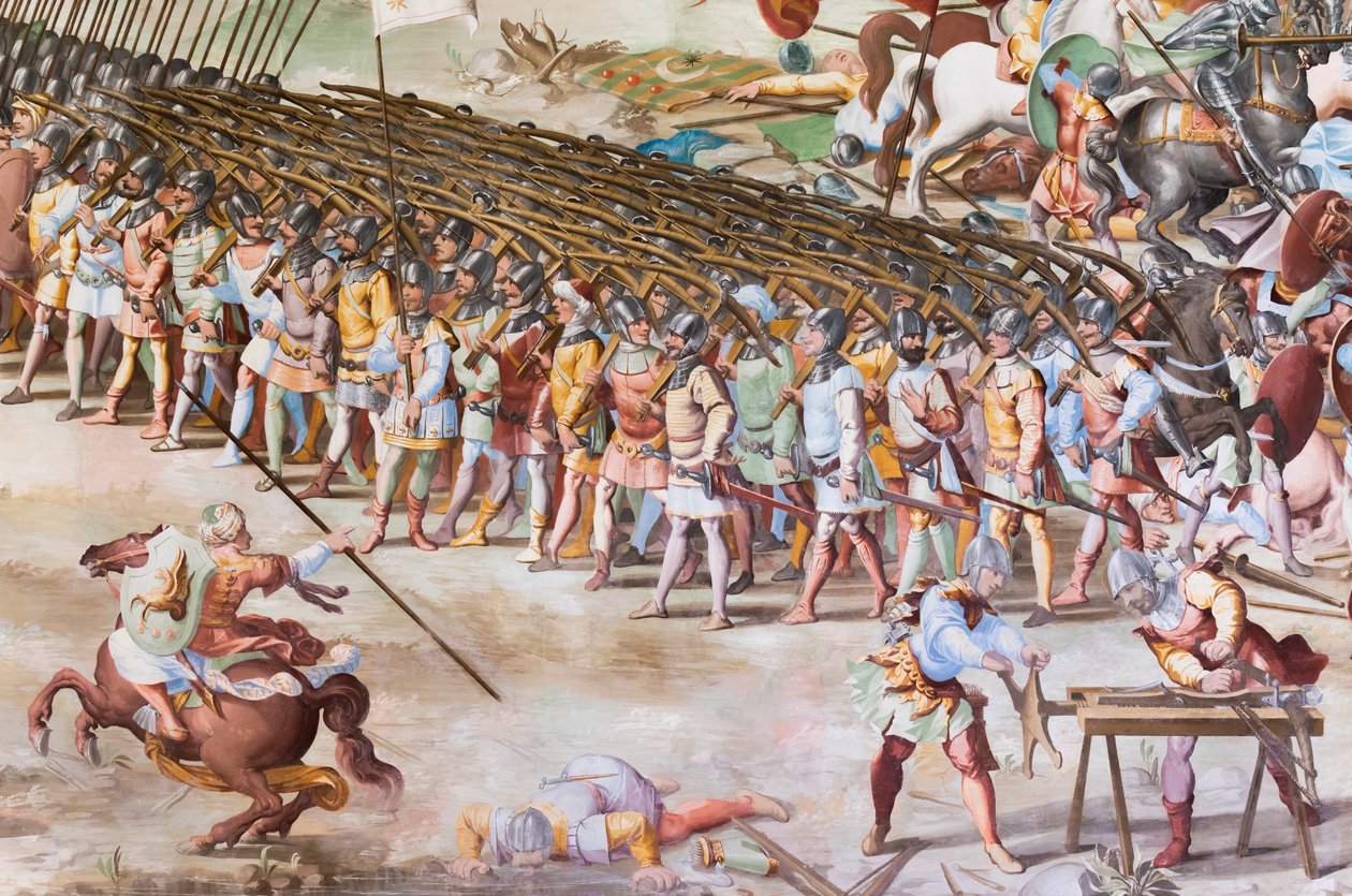 ライゲルエラの1431年の戦いのホールのフレスコ画の詳細 作： ニッコロ・グラネロ
