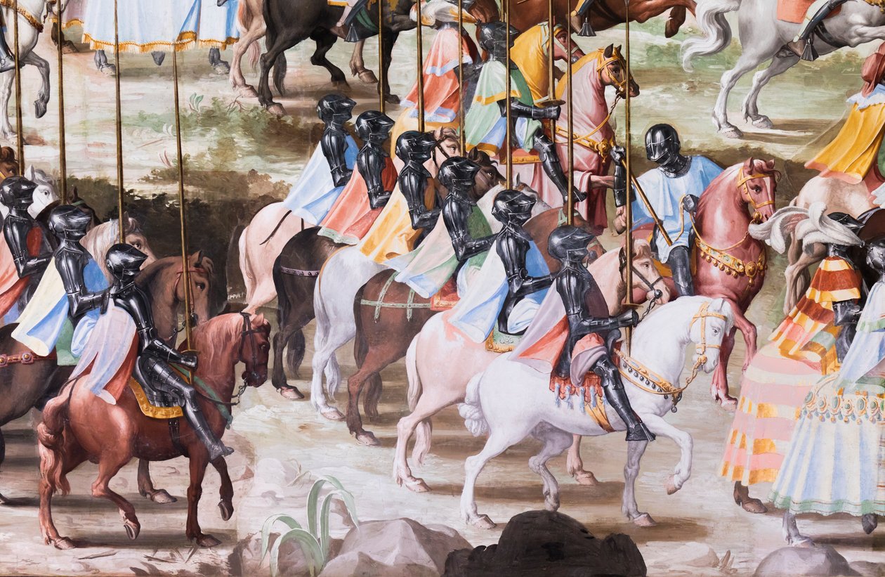 ライゲルエラの1431年の戦いのホールのフレスコ画の詳細 作： ニッコロ・グラネロ