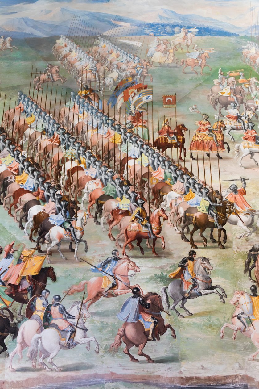 ライゲルエラの1431年の戦いのホールのフレスコ画の詳細 作： ニッコロ・グラネロ