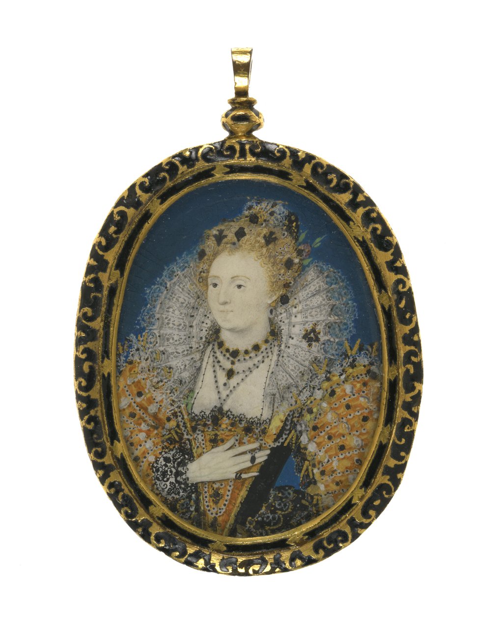 エリザベス女王1世、1595-1600年頃（カードのベラムにガッシュ） 作： ニコラス・ヒリアード