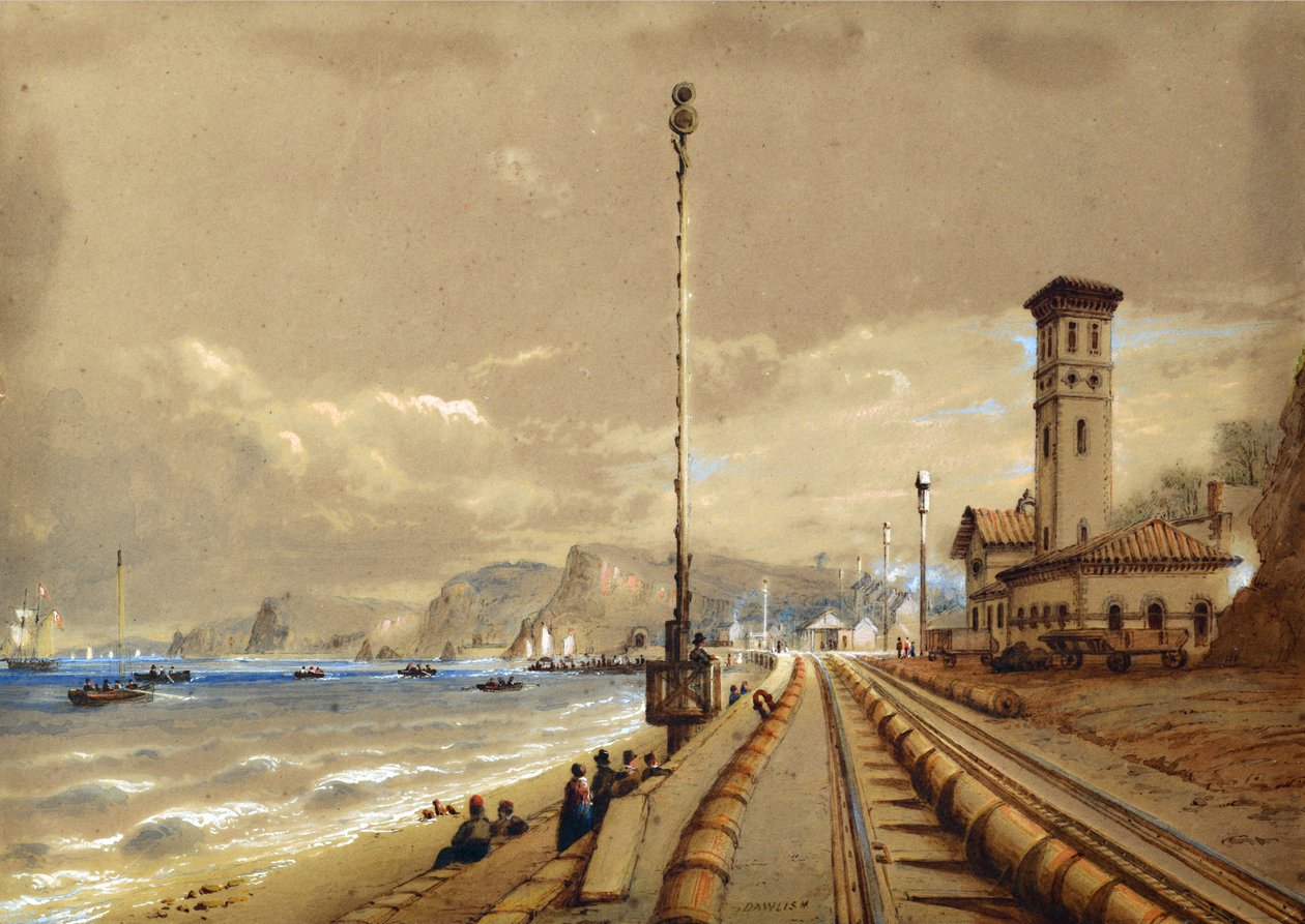 Ferrovia Atmosférica em Dawlish, c.1850 (aquarela sobre papel) 作： ニコラス・コンディ
