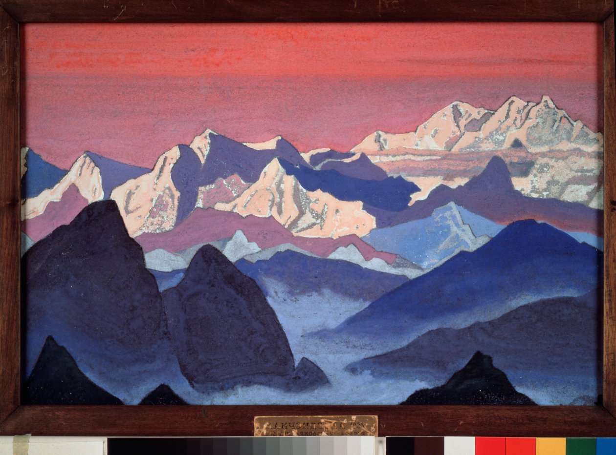 カンチェンジュンガ。 ヒマラヤ (チベット)。 Nicolas (Nicholas) Roerich (1874-1947) の絵画、キャンバスにテンペラ 作： ニコラス・レーリッヒ