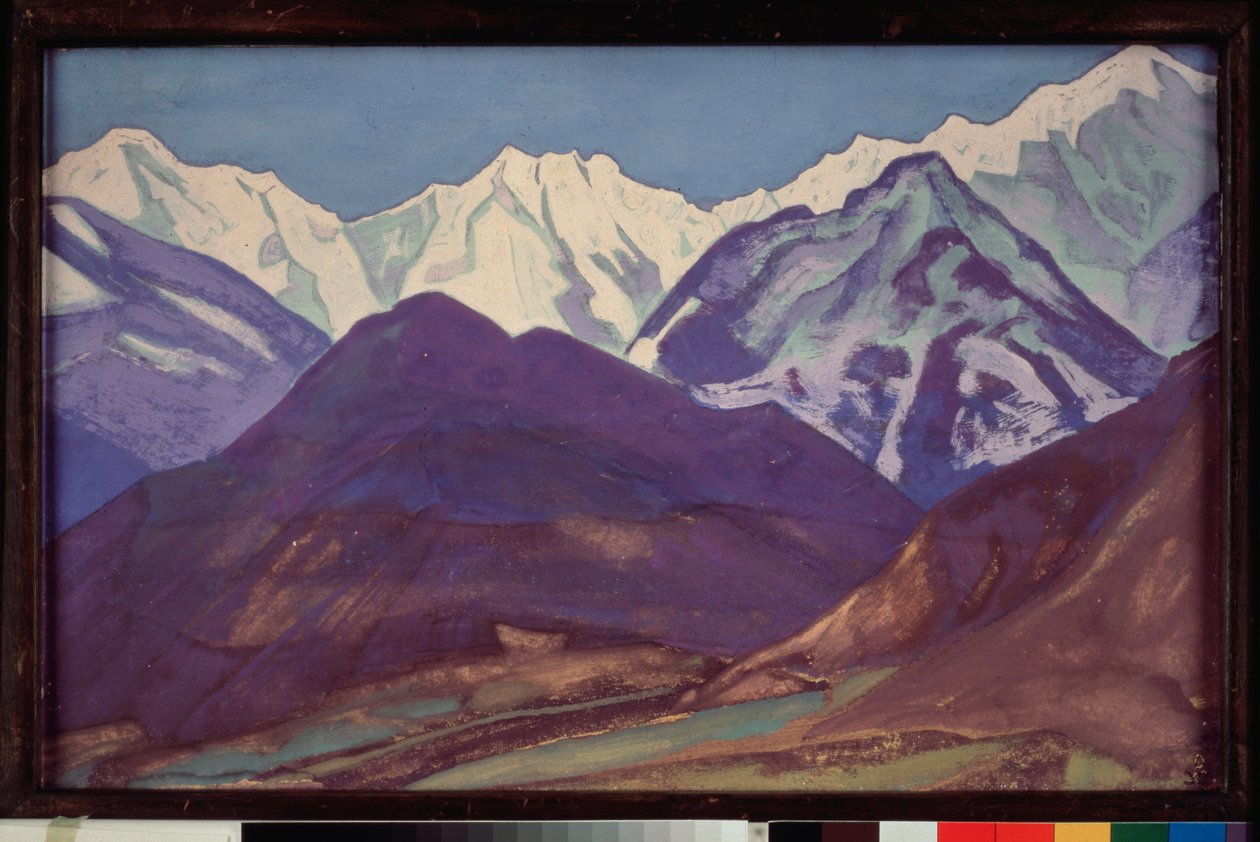 クルタ (クル渓谷、ヒマラヤ山塊) (インド)。 Nicolas (Nicholas) Roerich (1874-1947) の作品による絵画、キャンバスにテンペラ 作： ニコラス・レーリッヒ