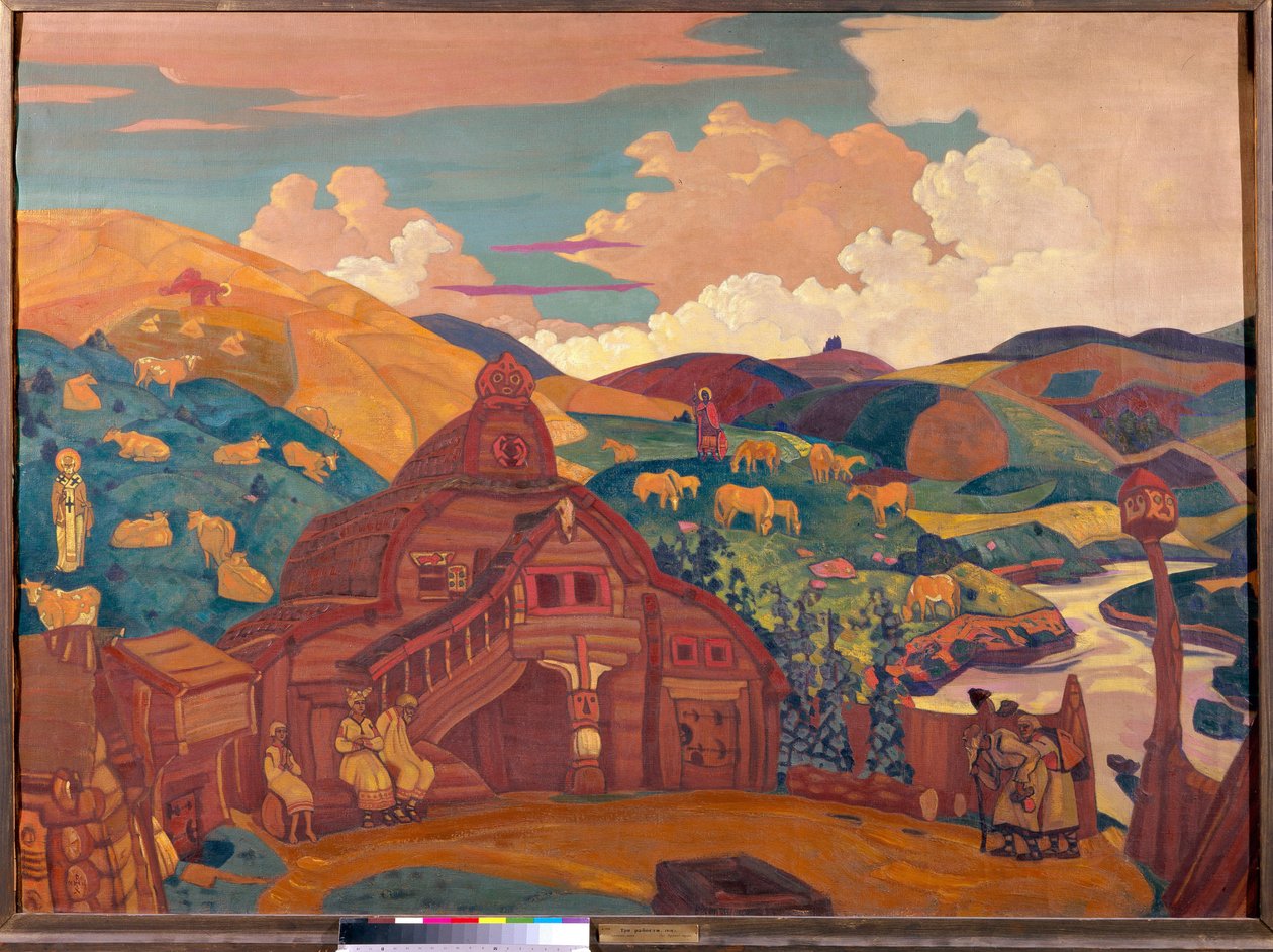 三つの喜び。 Nicolas (Nicholas) Roerich (1874-1947) の絵画、キャンバスにテンペラ 作： ニコラス・レーリッヒ