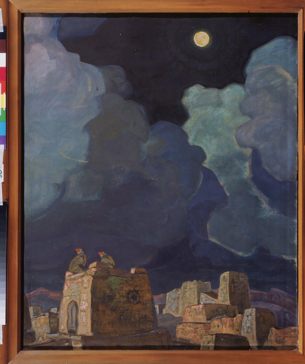 マチェスキ（ベラルーシ）。 月の人。 Nicholas Roerich (1874-1947) の作品、ダンボールにテンペラと油彩 作： ニコラス・レーリッヒ