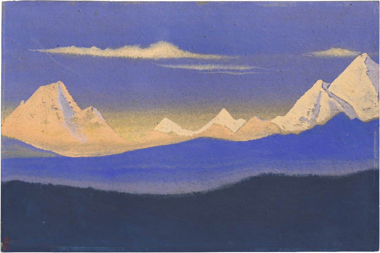 ヒマラヤ・パー・ローリッヒ、ニコラス（1874-1947）。 厚紙にテンペラ、サイズ : 30,5x45,7 作： ニコラス・レーリッヒ