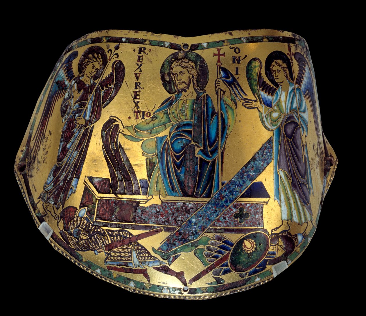 Armilla: The Resurrection.ムーズの銅とエナメルの儀礼用ブレスレット。ニコラ・ヴェルダンの工房（1130/50-1205頃） 中世、1170-1180頃。パリ、ルーヴル美術館 作： ヴェルダンのニコラス