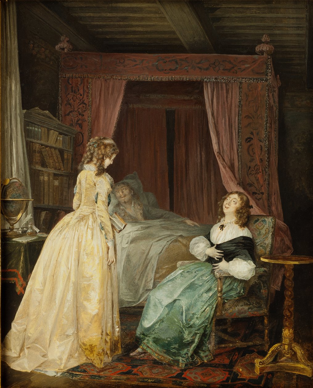 スウェーデンのクリスティーナ女王（1626-89）Saumaise客員教授（1588-1653）1794 作： ニクラスIIラフレンセン
