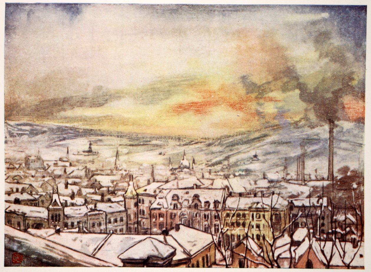 クリスチャニアの鳥瞰図、1905年 作： ニコ・ユングマン