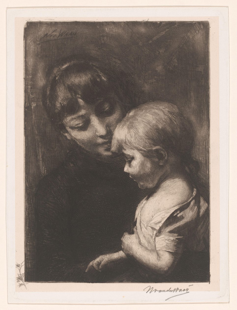 子供を持つ女性 作： Nicolaas van der Waay（アーティストによる署名）