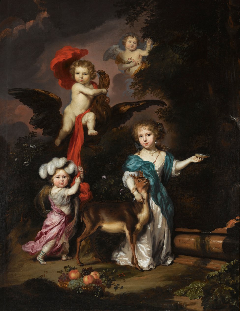 セレス、ガニメデ、ケルビム、ダイアナとしての4人の子供の肖像 作： ニコラエス・メイス