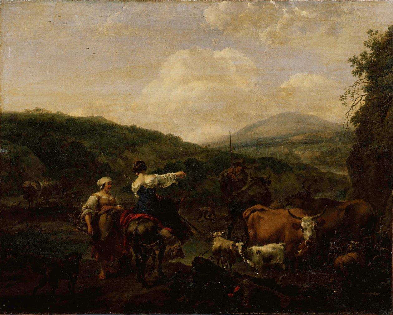 散乱した場所での牛 作： Nicolaes Pieterszoon Berchem