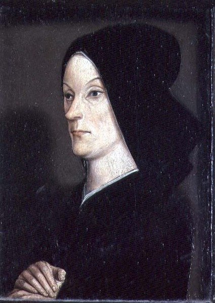 マテロン・ディプティク：ジャンヌ・デ・ラヴァル（d.1498）の肖像ルネ1世の良き妻（1409-80）の右側のパネル（94914も参照） 作： ニコラス・フロマント